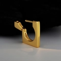 Minimalist square U-shaped hoop earring in gold finish on an elegant black background - 925 Silver / 18K Gold