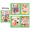 5-pack reusable magic water coloring books with vibrant birthday party theme for kids - Single-line Thick Birthday Gift (includes Pen + Opp Bag)