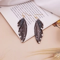 S925 silver gradient butterfly wing earrings with dark brown finish and crystal accents - Halloween Black Rhinestone