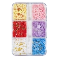 DIY nail art kit with colorful 3D flowers and pearls in a 6-compartment plastic box - Style 3