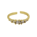 18K gold-plated adjustable ring with five baguette and pear-shaped clear zircons - Adjustable Open / June