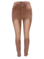Retro brown high-waisted skinny jeans with washed denim texture and classic five-pocket design - S / Brown