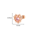 Rose gold heart stud earring with pink gemstone and crystal inlay for cartilage piercing - Heart Style (3#) / Rose Gold