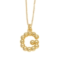 Minimalist gold plated necklace featuring a beaded letter G pendant on a fine link chain - Letter G