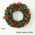 Christmas wreath with artificial pine, cones and red berries, 45cm diameter, 400g weight - 45cm / American Pinecone Style