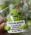 Bambola di patate positive in maglia fatta a mano con biglietto motivazionale verde - Pera Verde