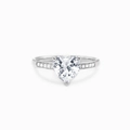 Detailed view of heart-cut pink zircon ring in S925 sterling silver setting - US Size 6 / White Gold (white Zircon)