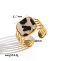 Detail shot of multi-layered leopard print ring with 13.7mm width and 19mm inner diameter - Multi-wrap Square Leopard Style (TR4524)