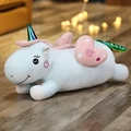 Plush light blue unicorn toy with rainbow horn and pink honey wings in lying pose - Regular Fit / 50cm / Blue