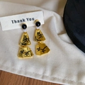 Detail of ethnic fish-shaped shell tassel earrings with bamboo leaf pattern on gold metal - 925 Sterling Silver Earring Post Gold Branch Bamboo Leaf Long