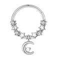 Silver 316L stainless steel nose ring featuring a crescent moon and star with zircon - Silver