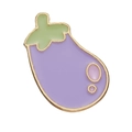 Broche en émail aubergine mignon avec couleurs violet clair, vert et bordure dorée - Style d'Aubergine (XZ8744)