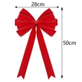 Lazo de Navidad de terciopelo rojo con borde dorado para árbol, mide 28cm x 50cm - 28cm*50cm / Rojo