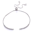 Silver adjustable tennis bracelet with sparkling round zircons and sliding bead closure - Bracelet: 53