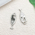 Antique silver wine glass alloy charms for DIY necklaces and handmade jewelry crafts - Wine Glass (Small) / 6x20mm