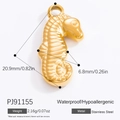 Polierter 18k vergoldeter Seepferdchen-Anhänger aus Edelstahl, Größe 20,9mm x 6,8mm - Edelstahl Goldene Seepferdchen Anhänger (PJ91155)