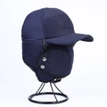 Cappello da aviatore invernale blu scuro con fodera in peluche e maschera staccabile - Blu navy