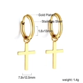 Orecchini a cerchio in acciaio inossidabile placcato oro con ciondoli a croce lucidi - Pendaglio a Croce-Cerchio 13mm (EA560901G) / Oro