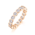 Elegant 18K rose gold plated S925 silver eternity ring with round moissanite bubble setting - US 5 / Single Ring / Rose Gold