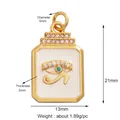 Gold plated Eye of Horus rectangular charm with white enamel and micro-set zircon accents - White Eye of Horus