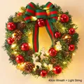 40cm Christmas wreath with LED lights, pine cones, red baubles and deer ornaments - With LED Lights / 40CM / Deer