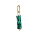 Exquisite malachite stone triple bead pendant with gold metal loop and ring design - Malachite Green