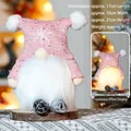 Pink sequin Christmas gnome with LED warm light, plush beard and wooden base - Sequin Knitted Hat - Glowing Style B / Pink