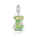S925 sterling silver bear pendant with colorful finish and star-set cubic zirconia - Bear (SCC2754-GN) / Gradient Green