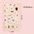 30-piece set of colorful cartoon stickers for scrapbooking in a light pink finish - Cute Cartoon Planner Stickers