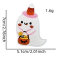 Dettaglio della toppa ricamata fantasma con cappello rosa e cesto zucca con misure - Toppa Rosa Halloween 3#-Fantasma con Cappello Rosa