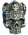 Detailed view of punk gothic silver skull ring with vintage oxidized finish and 316L steel - 23110