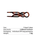 Tortoiseshell patterned resin U-shaped hair pin fork for bun styling size 7.5cm - Retro Hair Stick (7.5cm) / Yellow Leopard