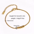 Gold stainless steel snake chain bracelet with 5mm beads and adjustable 16+5cm length - Four-Bead Snake Bone Chain Style