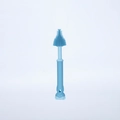 Light blue silicone baby bottle brush with textured head and bear shaped handle base - Single Nipple Brush / Blue