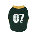 Dark green retro dog vest with yellow trim and white number 07 printed on the back - Dark Green