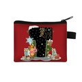 Red Christmas coin purse with letter T design featuring festive reindeer and snowflake - Letter T