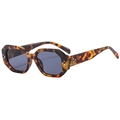 Vintage polygon sunglasses with tortoise shell frame and triple studs in grey lenses - Demi/Tortoise / One Size