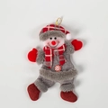 Christmas snowman plush ornament with red plaid hat and scarf on a grey fabric body - Snowman Style B
