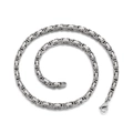 Men's silver stainless steel Byzantine box chain necklace with lobster clasp closure - 500mm x 5mm (KN117525-Z)
