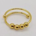 Minimalist gold-plated fidget ring featuring four movable beads and adjustable open band - Adjustable Open / Gold (Copper)