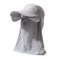 Quick-dry grey outdoor sun hat with face cover and neck protector for total protection - Adjustable / Gray