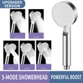 5-mode pressurized handheld shower head in chrome finish with five spray settings - Silver 5-Mode Spray Shower Head