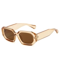 Retro square sunglasses with champagne amber frames and dark tea lenses for sun protection - Tea Frame Tea Lens