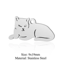 Sleek stainless steel kitten charm for DIY jewelry making, 9x19mm hollow cat pendant - Silver Cat (5Pcs/Pack)