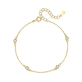 Elegante tobillera de plata de ley 925 dorada con cuatro piedras de circón brillantes - Plata 925 / Dorado