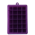 Purple silicone 28-slot square ice cube tray with hanging hole on a white background - 24 Grids / Purple (No Lid)