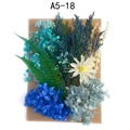 DIY dried flower material kit featuring blue hydrangeas and daisies on brown card - Flower Pack No.18