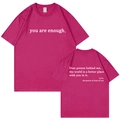 T-shirt en coton magenta à col rond, vues avant et arrière avec imprimé lettrage - 3XL / Rose rouge