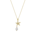 Elegante collar con colgante de estrella de mar en plata S925 con perlas y circonitas 3A - Plata 925 / Dorado