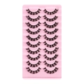 Pack of 10 pairs thick black false eyelashes in pink tray for dramatic makeup look - DH06-02 (Russian Volume)